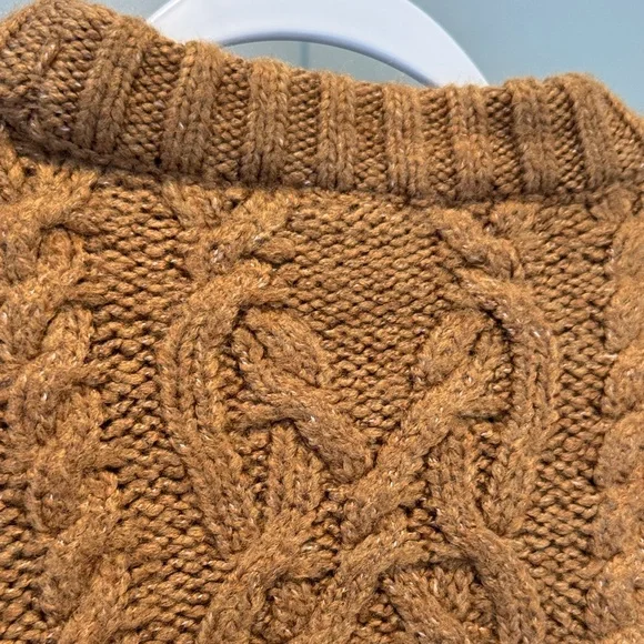 Zara Cropped Cable Knit Sweater - Brown - Picture 6 of 8